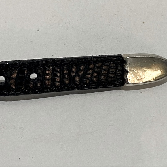 Brighton Black Leather Bracelet Silver Ornate Scroll Flower Design 07043 Boho - Picture 6 of 12